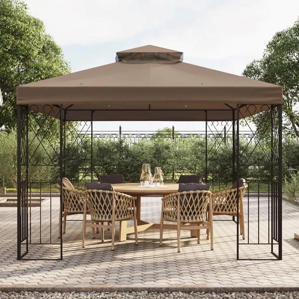 SUNJOY 10x12 Steel Backyard Gazebo with Ceiling Hook