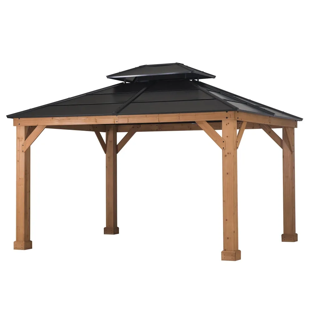 SUNJOY 11’ x 13’ Hardtop Gazebo with Cedar Frame and Ceiling Hook