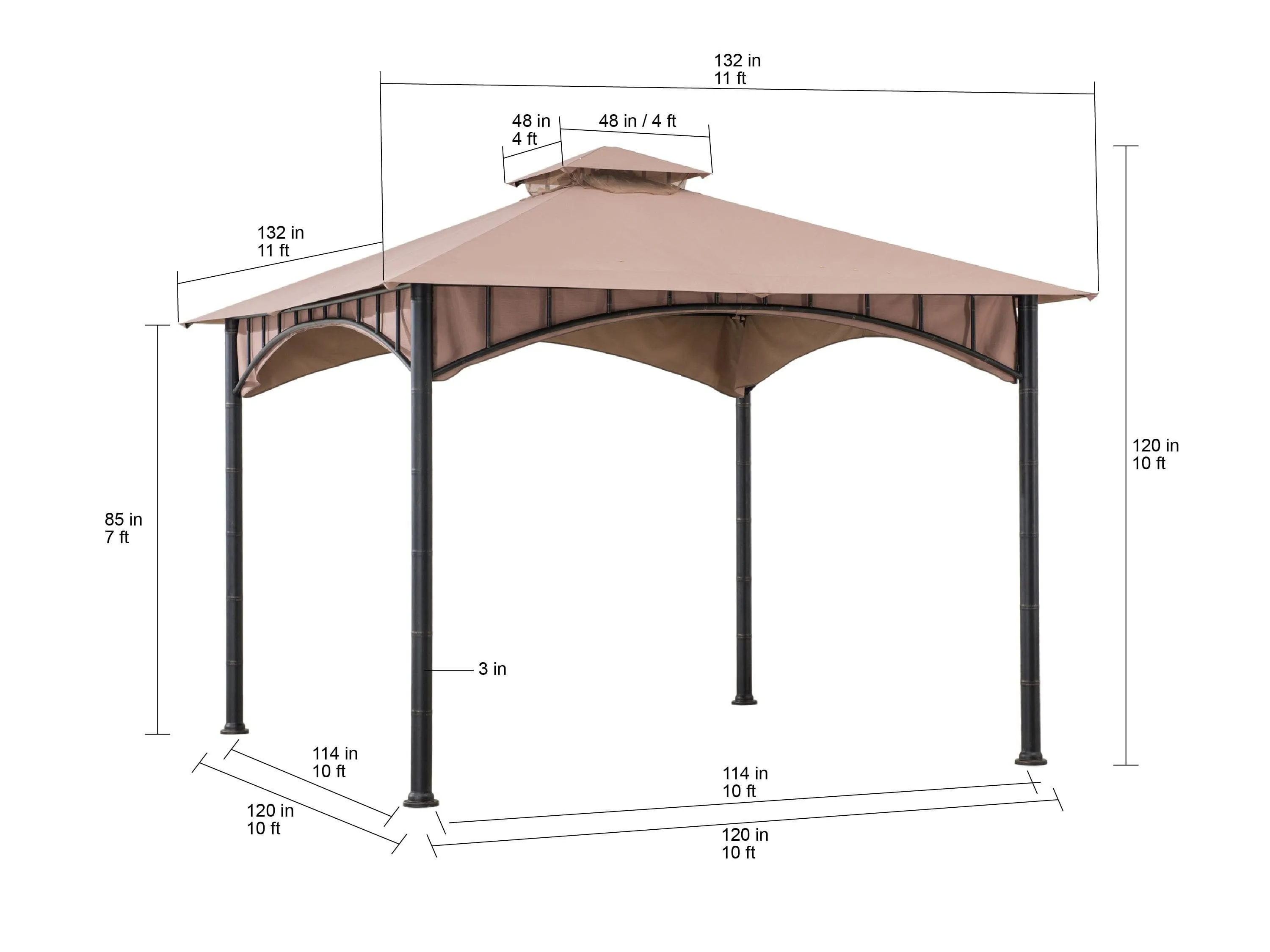 SUNJOY 11x11 Canopy Gazebo with Bamboo Look Steel Frame