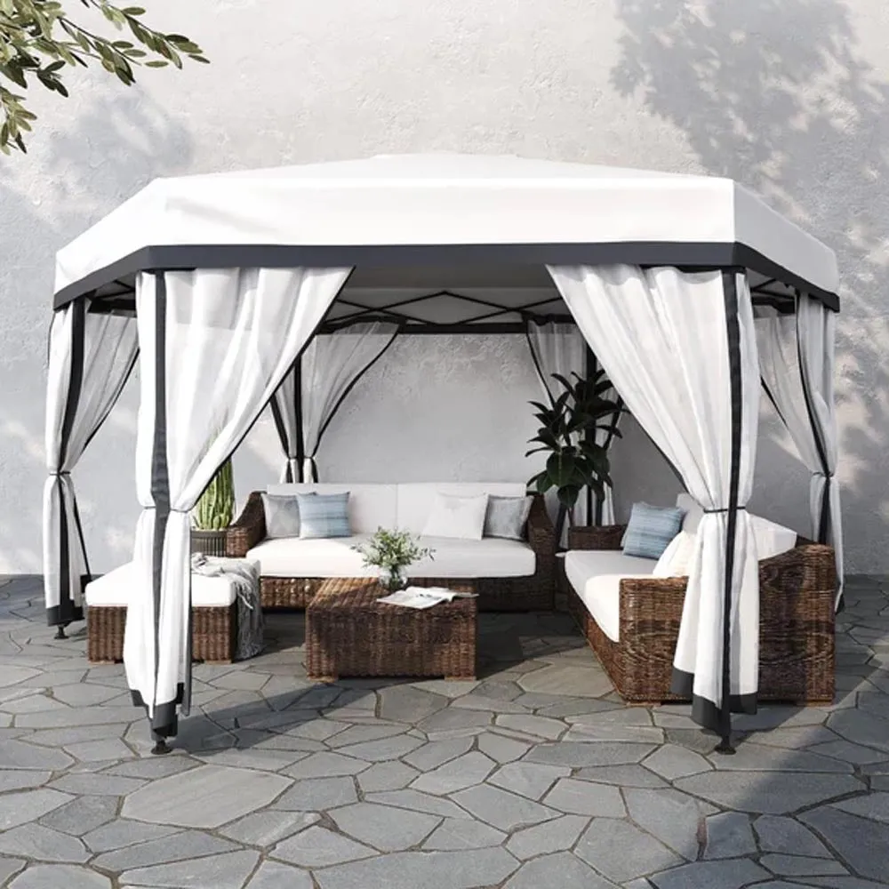 SUNJOY 11x11 Hexagon Pop Up Gazebo with Netting