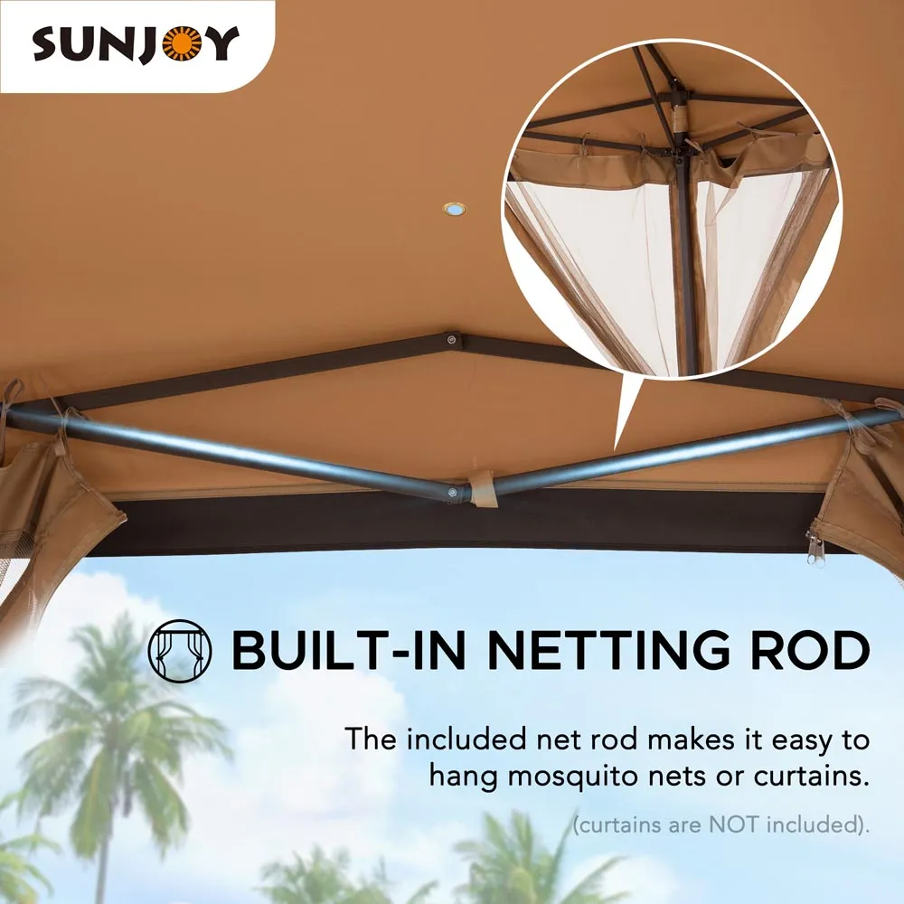 SUNJOY 11x11 Hexagon Pop Up Gazebo with Netting