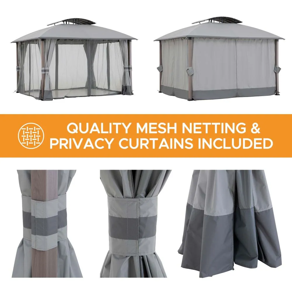 SUNJOY 11x13 Outdoor Canopy Gazebo Kit with Netting and Curtain