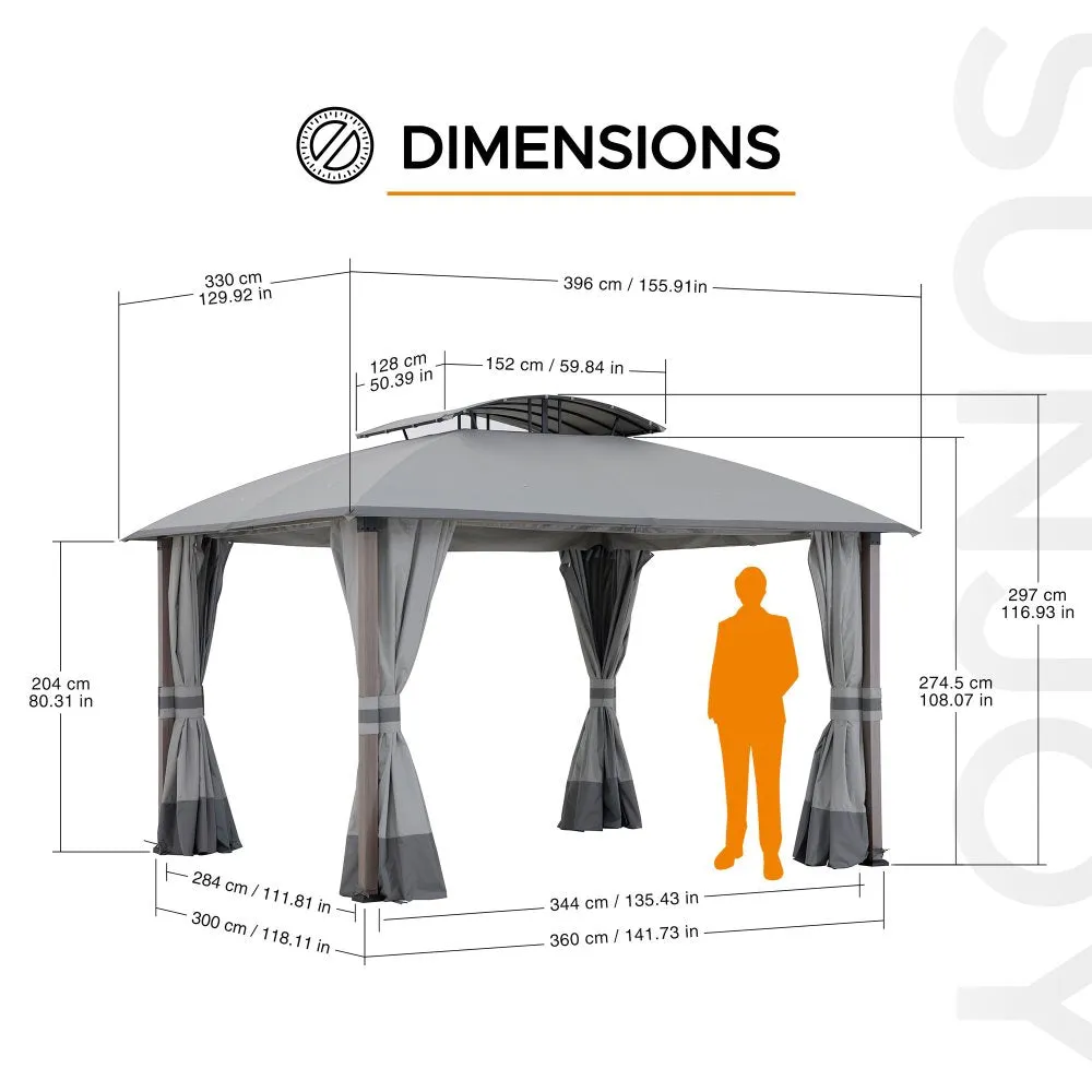 SUNJOY 11x13 Outdoor Canopy Gazebo Kit with Netting and Curtain