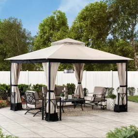 SUNJOY 11x13 Outdoor Patio Gazebo with Netting and Curtain