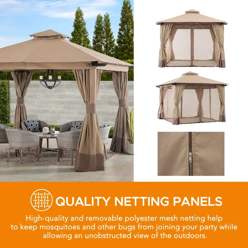 SUNJOY 12x12 Aluminum Frame Patio Gazebo with Netting and Curtain