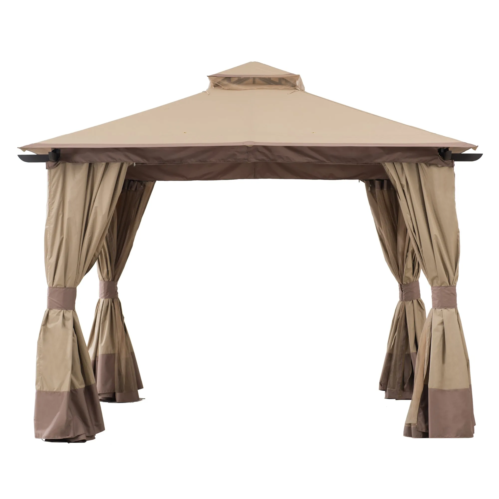 SUNJOY 12x12 Aluminum Frame Patio Gazebo with Netting and Curtain