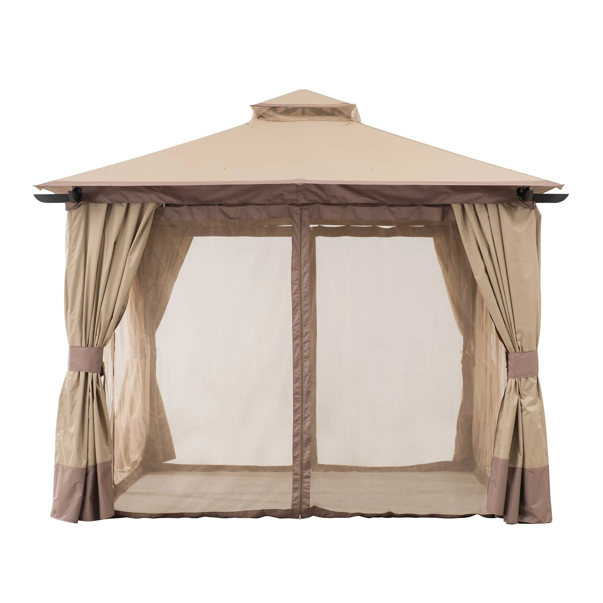 SUNJOY 12x12 Aluminum Frame Patio Gazebo with Netting and Curtain