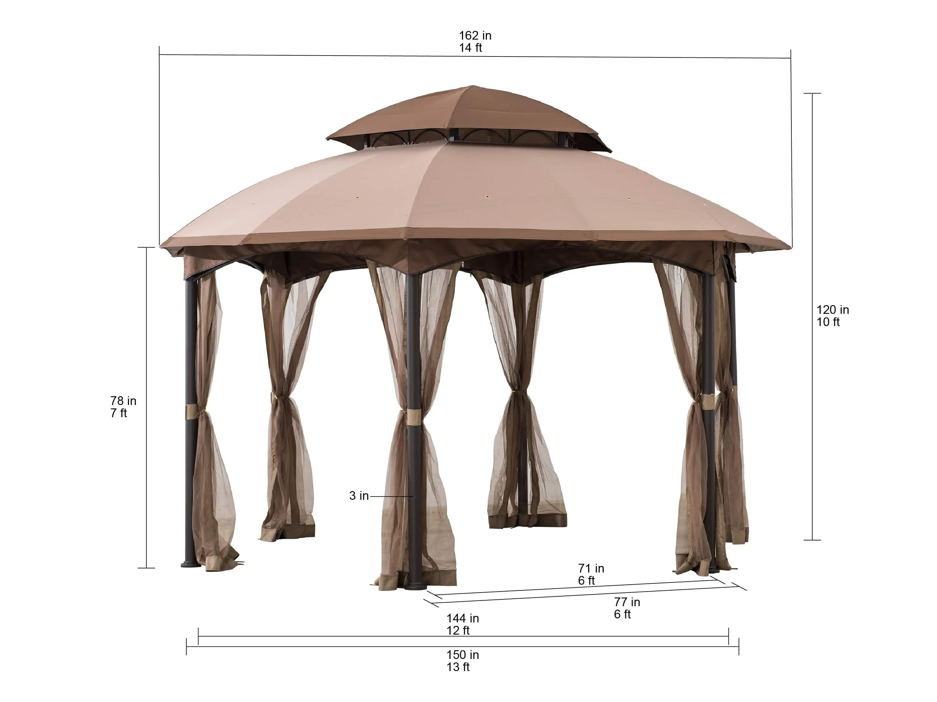 SUNJOY 13.5x13.5 Metal Patio Gazebo Kits with Ceiling Hook