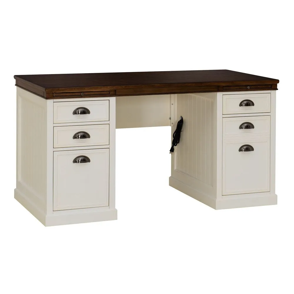 SUNJOY 58’’ Richland Double Pedestal Desk with Four Drawers and Two Cabinets