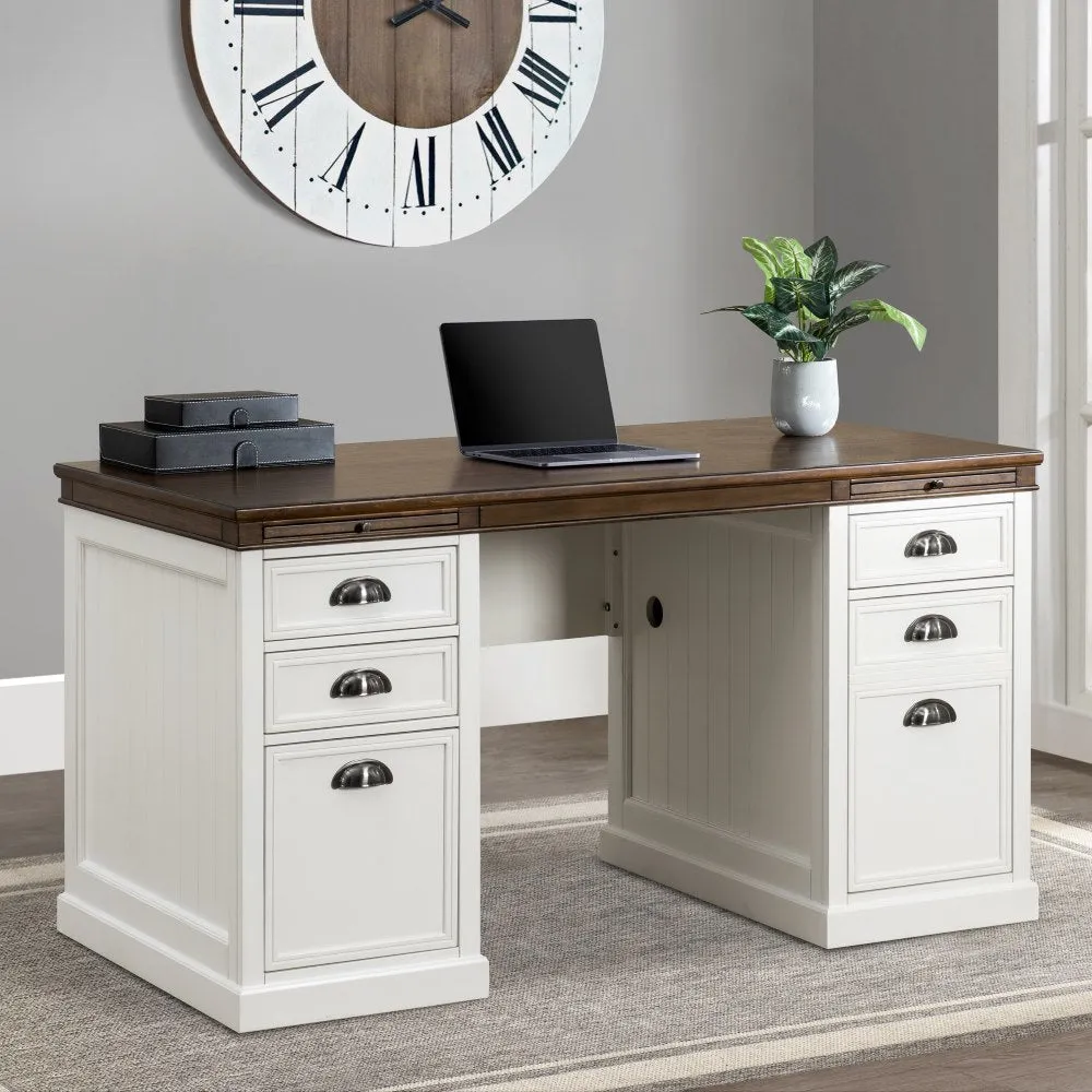 SUNJOY 58’’ Richland Double Pedestal Desk with Four Drawers and Two Cabinets