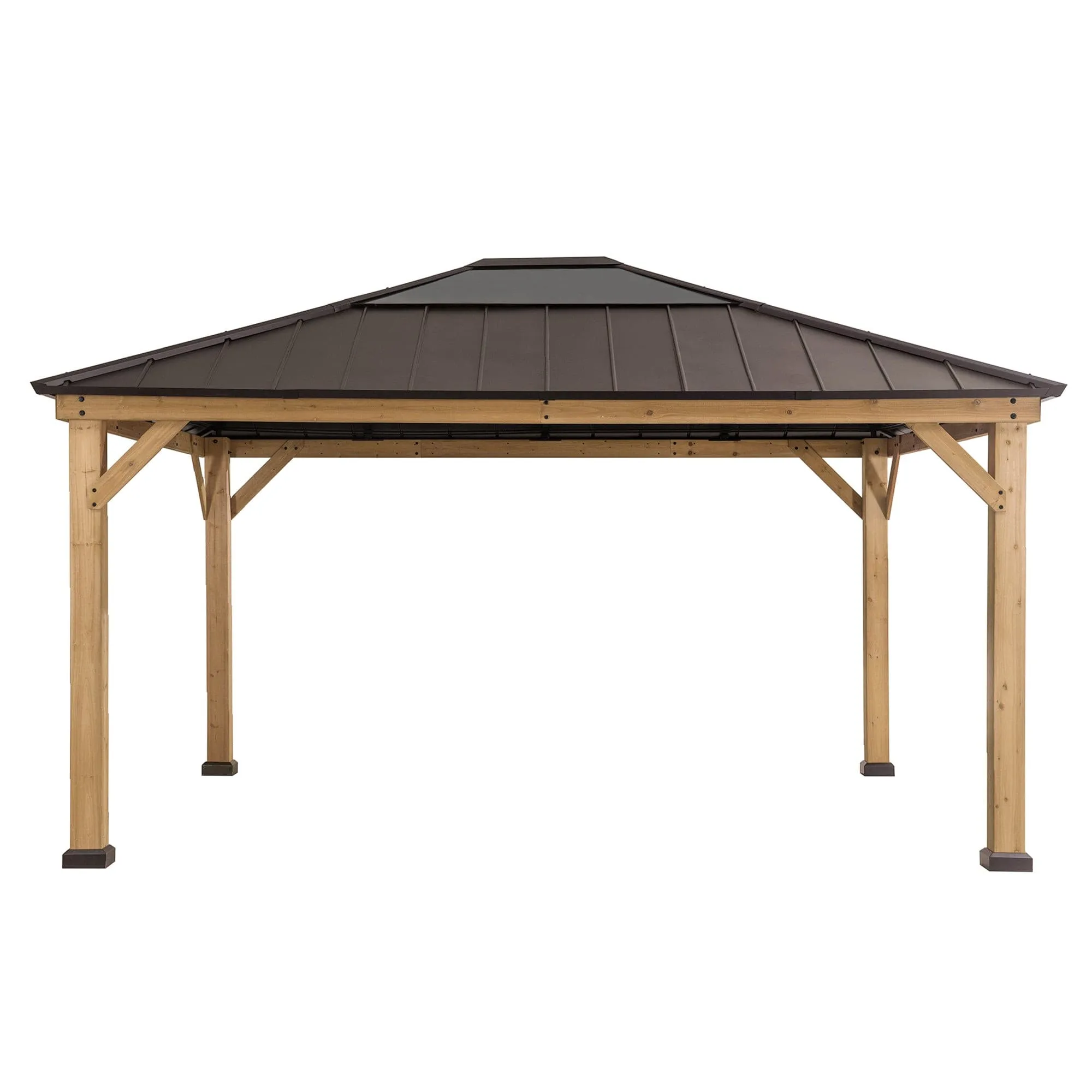 SUNJOY Outdoor Patio 13x15 Wooden Frame Backyard Hardtop Gazebo with Ceiling Hook