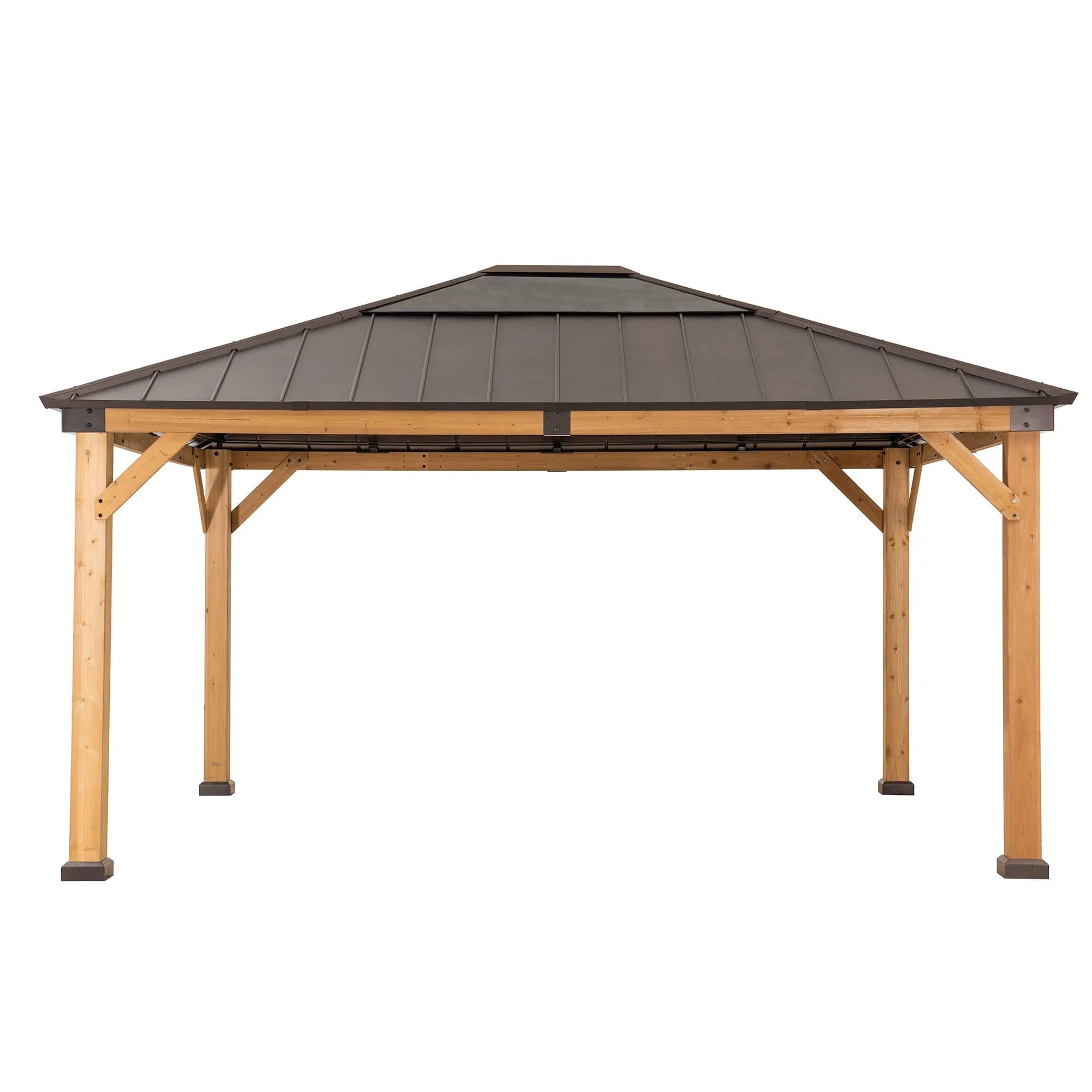 SUNJOY Outdoor Patio 13x15 Wooden Frame Backyard Hardtop Gazebo with Ceiling Hook