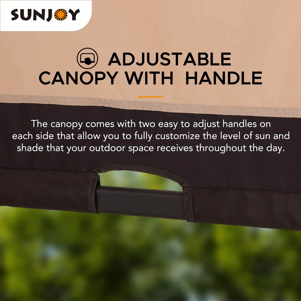 SUNJOY Outdoor Patio 9.5x11 Modern Tan Metal Arched Pergola Kit with Adjustable Canopy