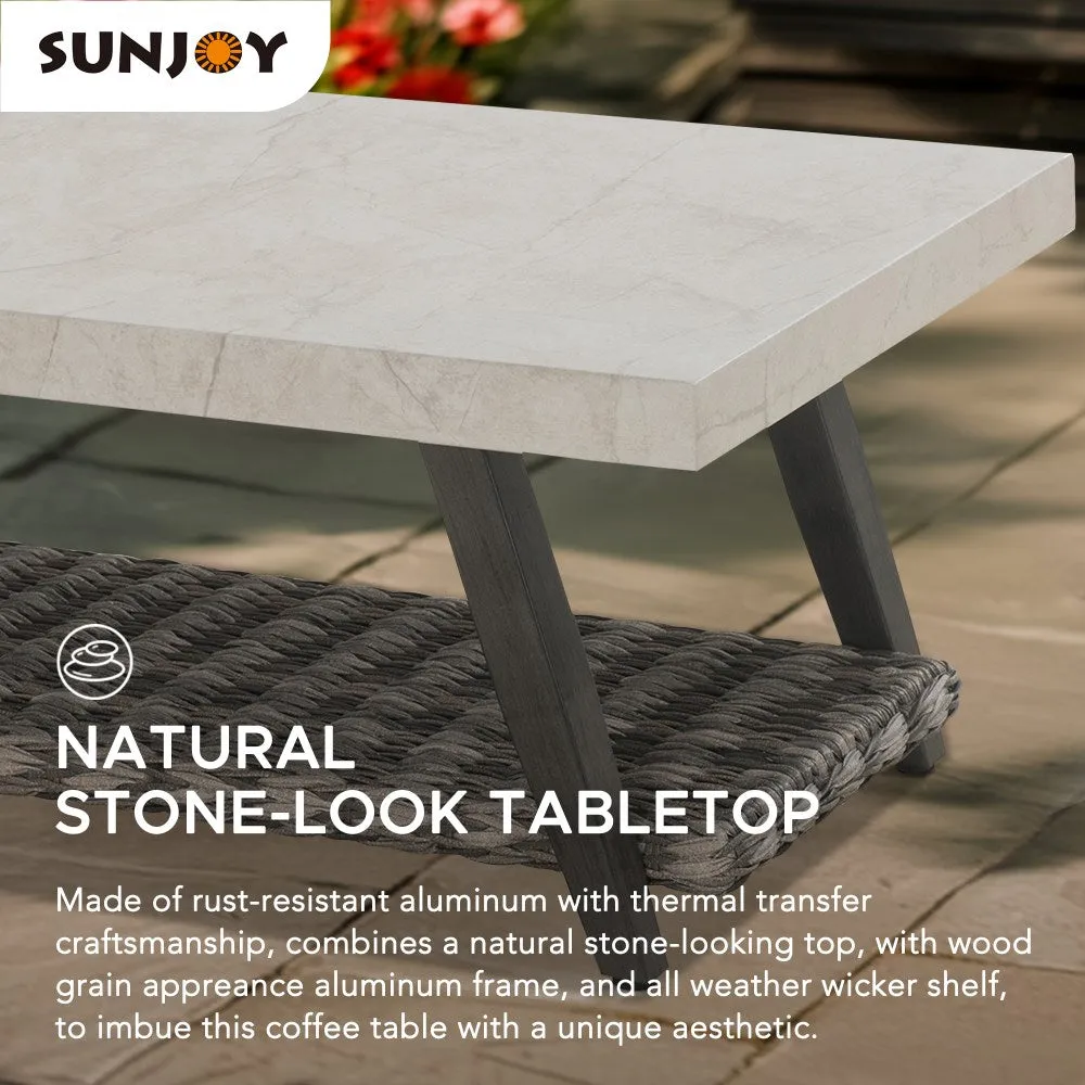 SUNJOY Sun Valley 4-piece Aluminum Deep Seating Set with Sunbrella® Cushions and Coffee Table