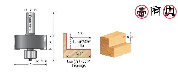 Superabbet Router Bit | 2 Dia x 7⁄8 x 1⁄2" Shank | 49360 | 738685493601