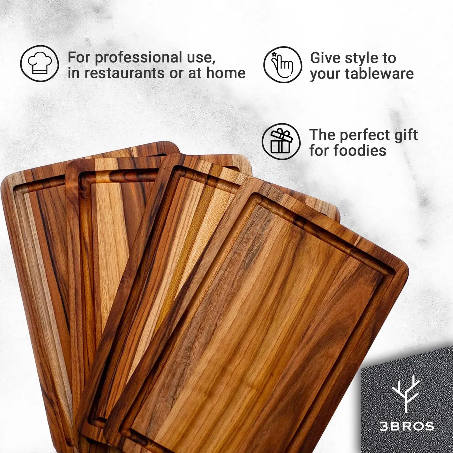 Teak Wood Serving Plates Set of 4 Premium Dinnerware