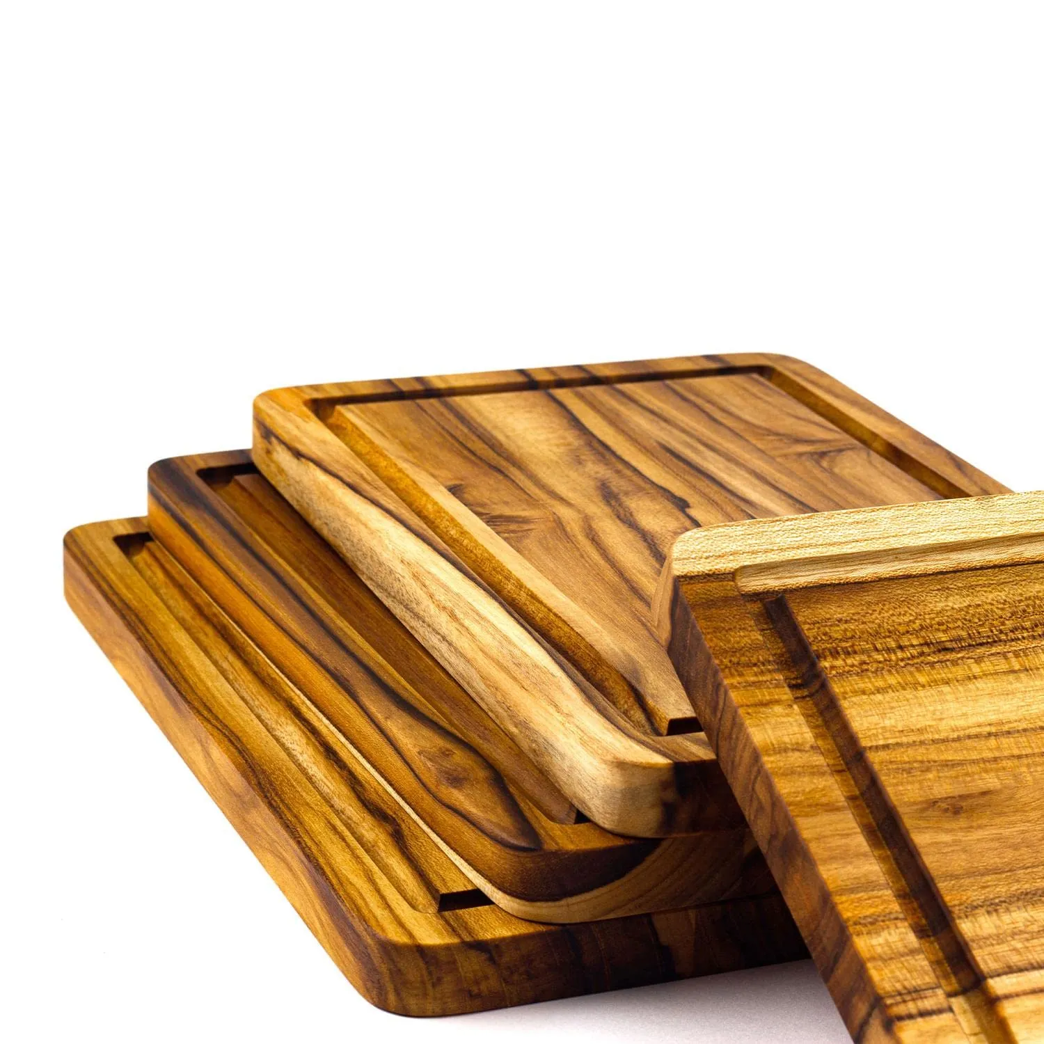 Teak Wood Serving Plates Set of 4 Premium Dinnerware