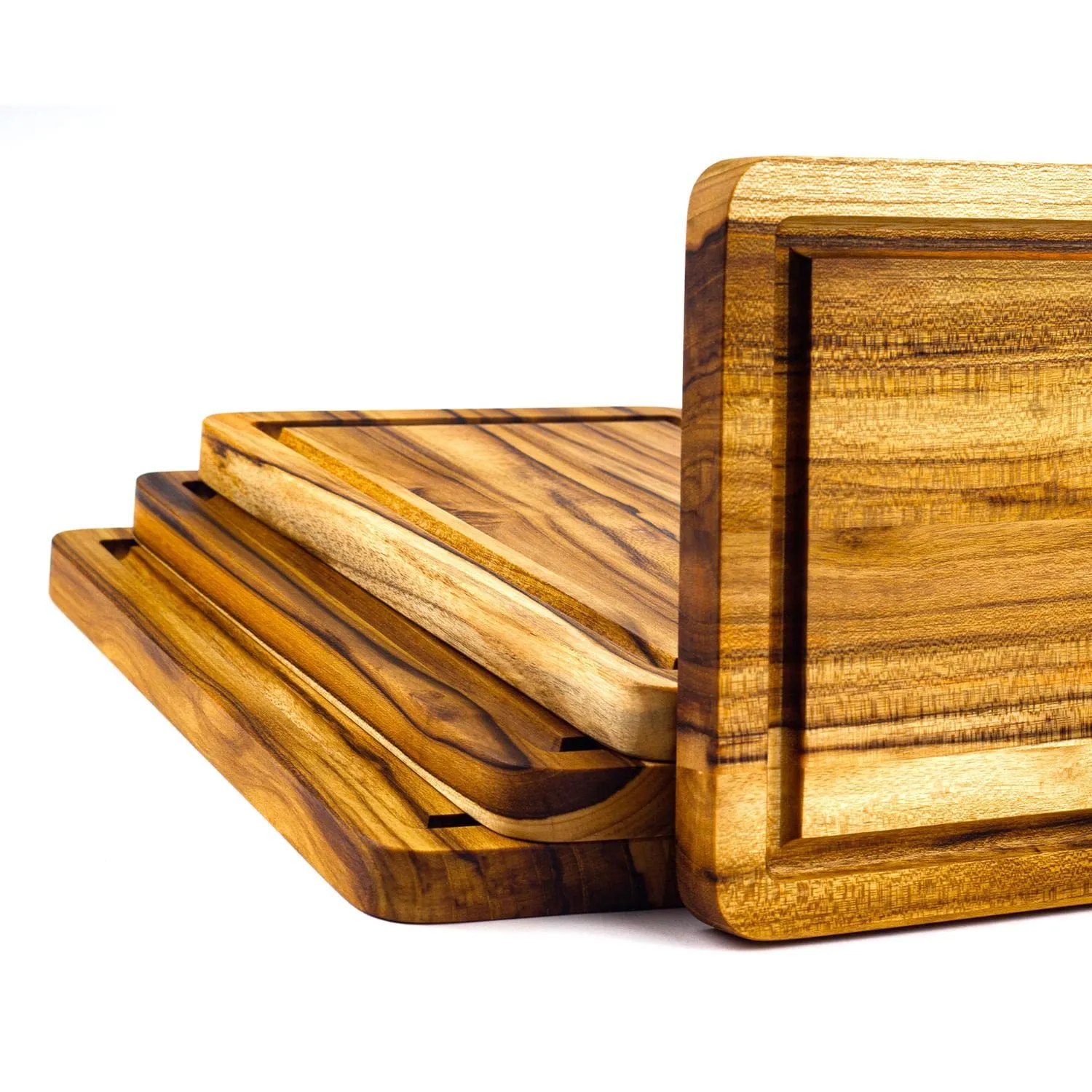 Teak Wood Serving Plates Set of 4 Premium Dinnerware