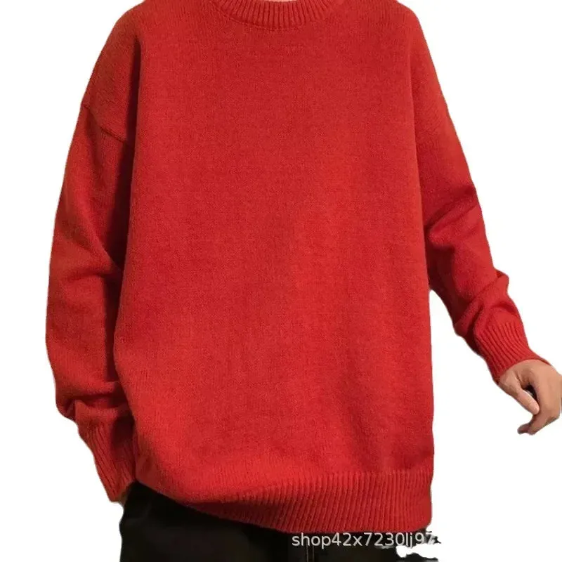 Toleet Y2K Street Style 2023 New Style Men's Sweater Loose Fit Round Neck Knitwear Autumn Winter Korean Version Casual Sweater