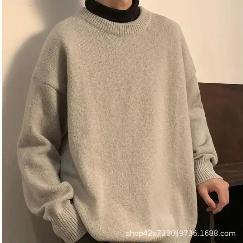 Toleet Y2K Street Style 2023 New Style Men's Sweater Loose Fit Round Neck Knitwear Autumn Winter Korean Version Casual Sweater