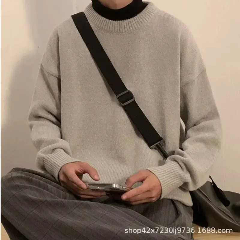 Toleet Y2K Street Style 2023 New Style Men's Sweater Loose Fit Round Neck Knitwear Autumn Winter Korean Version Casual Sweater