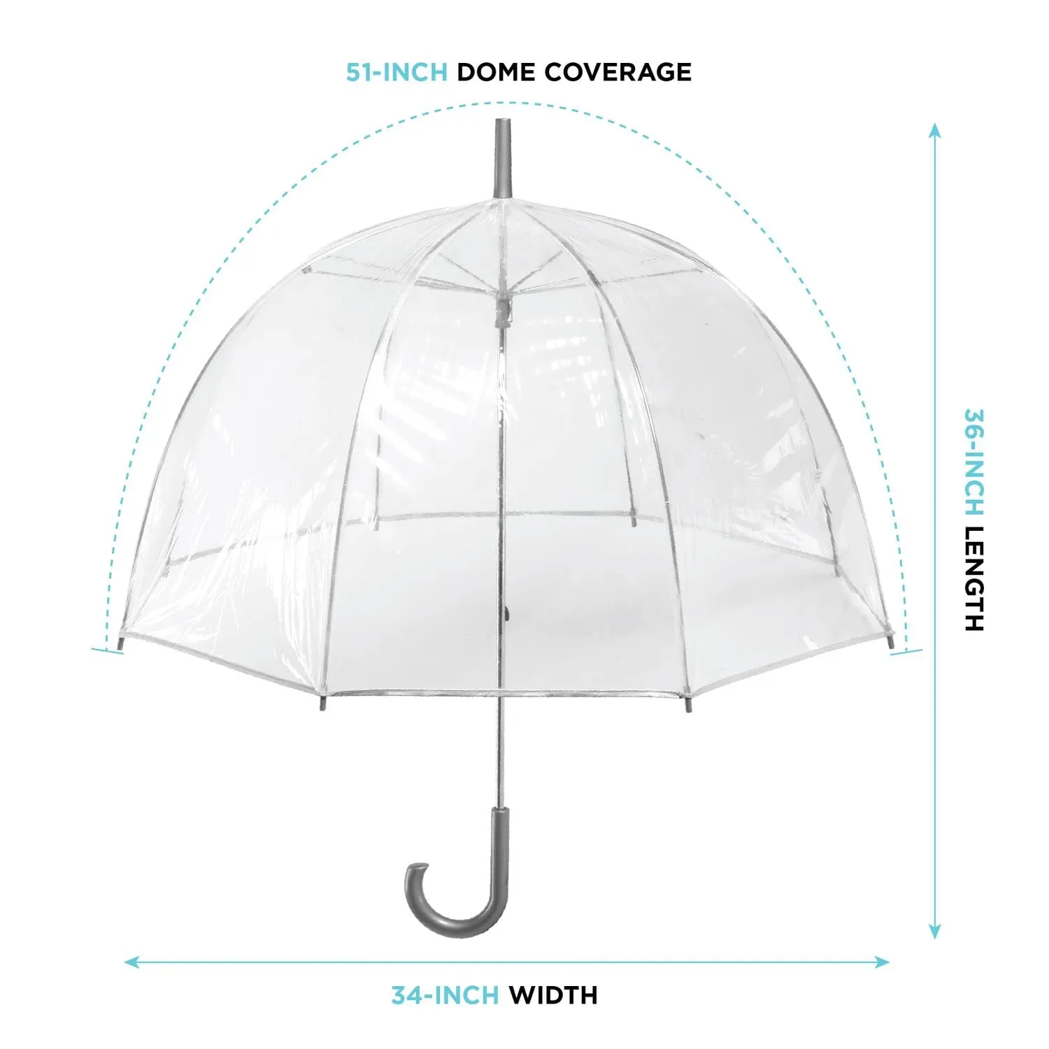 Totes Women's Clear Bubble Umbrella Transparent Dome Design