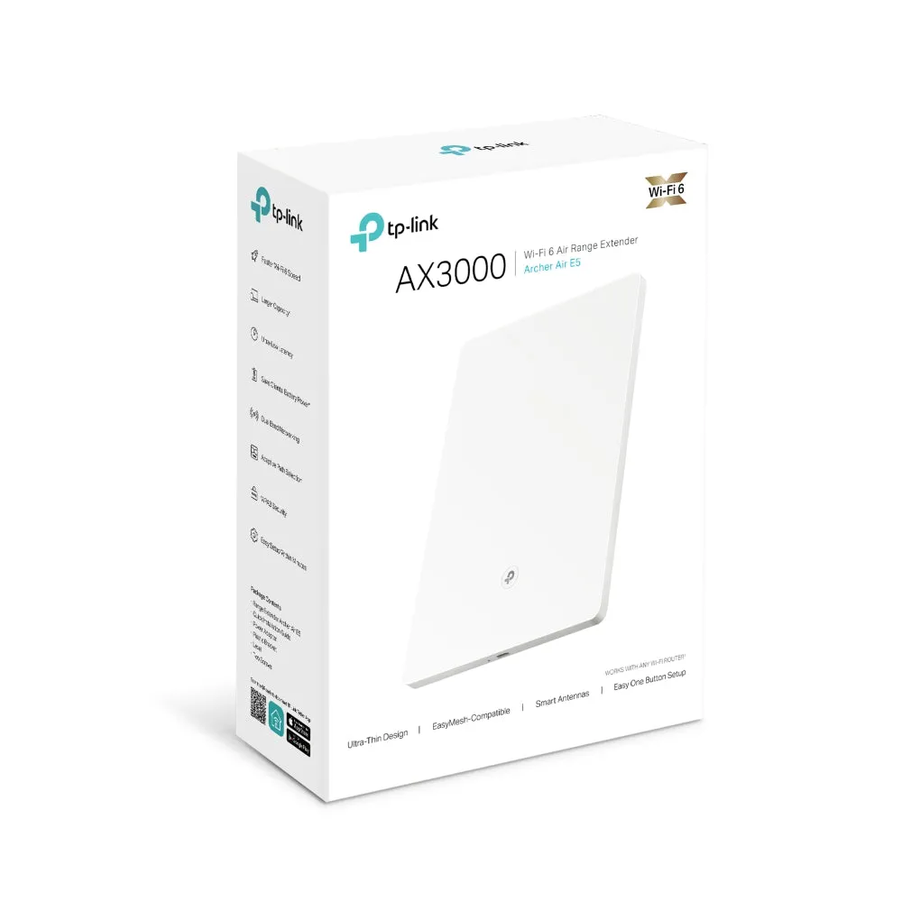 TP-Link Archer Air E5 AX3000 Wi-Fi 6 Dual Band Wireless Wall-Mounted Gigabit Range Extender | Ultra-Thin & Minimalist, Smart Roaming, OFDMA, WPA3 WIFI Security, TP Link HomeShield & EasyMesh | Network & Telecommunications Devices | TPLINK