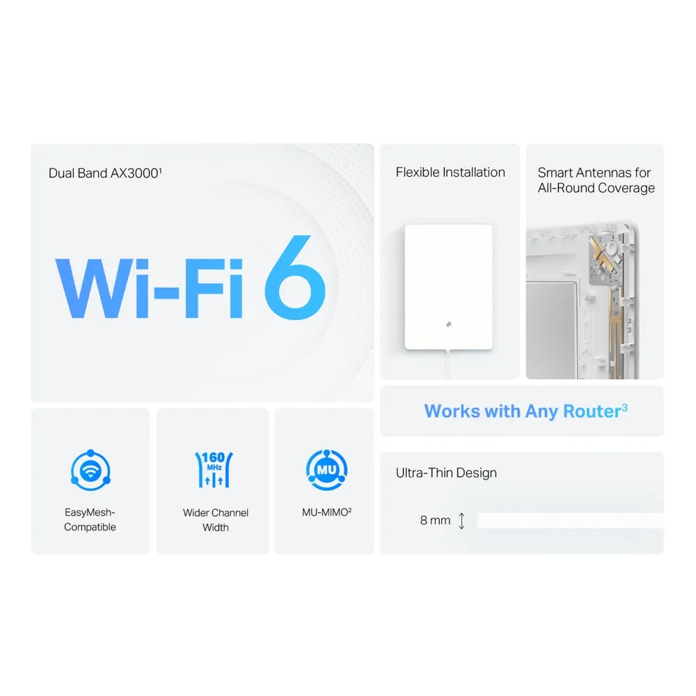 TP-Link Archer Air E5 AX3000 Wi-Fi 6 Dual Band Wireless Wall-Mounted Gigabit Range Extender | Ultra-Thin & Minimalist, Smart Roaming, OFDMA, WPA3 WIFI Security, TP Link HomeShield & EasyMesh | Network & Telecommunications Devices | TPLINK