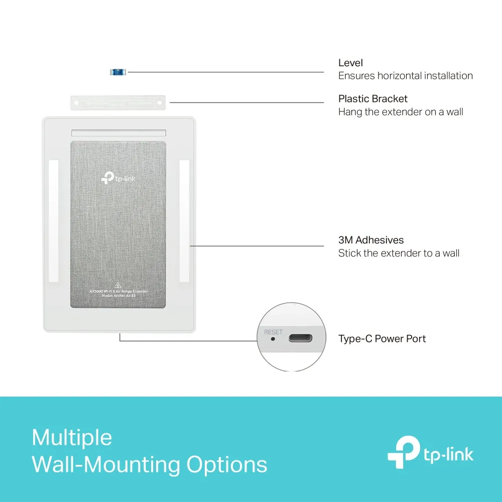 TP-Link Archer Air E5 AX3000 Wi-Fi 6 Dual Band Wireless Wall-Mounted Gigabit Range Extender | Ultra-Thin & Minimalist, Smart Roaming, OFDMA, WPA3 WIFI Security, TP Link HomeShield & EasyMesh | Network & Telecommunications Devices | TPLINK