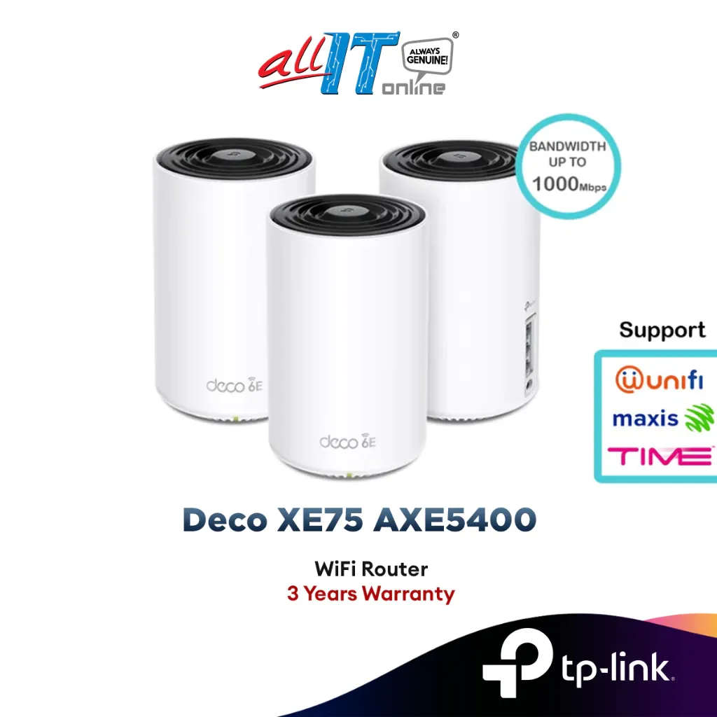 TP-Link Deco XE75 AXE5400 WiFi 6E Tri-Band Whole Home Ai-Driven Mesh Wifi 6 Router ( 1 Pack / 2 Pack / 3 Pack )