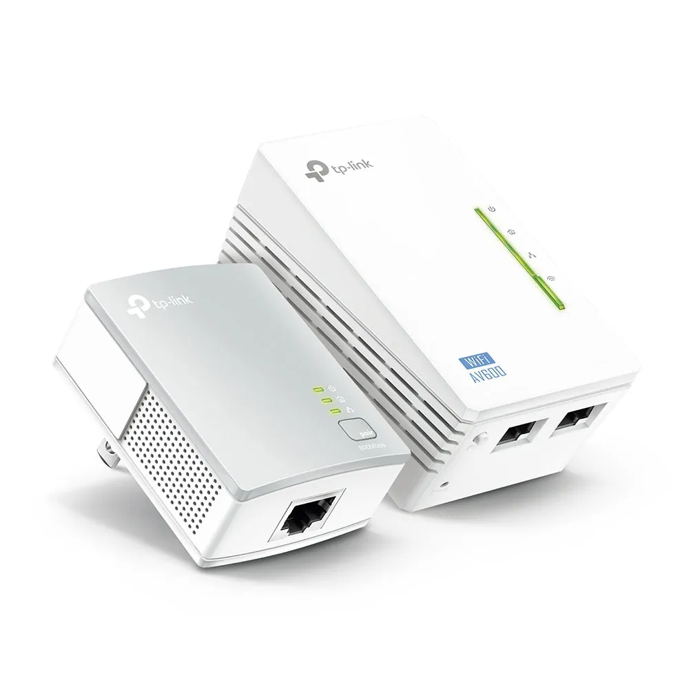 TP-Link TL-WPA4220KIT 300Mbps AV600 Wi-Fi Powerline Extender Starter Kit with 600Mbps Powerline, 300Mbps at 2.4GHz, 2x Fast Ethernet Ports, Qualcomm CPU, HomePlug AV, Auto-Synce Wi-Fi Setting, Driver Free, One-Touch Wi-Fi Configuration