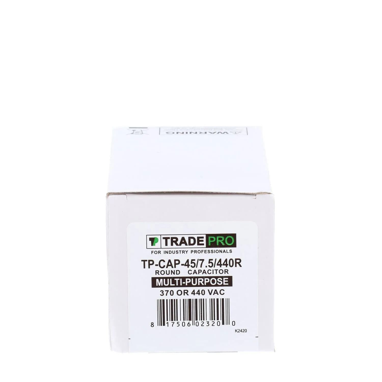 TRADEPRO 45 7.5 MFD 440V Round Dual Run Capacitor 60000 Hour Lifespan