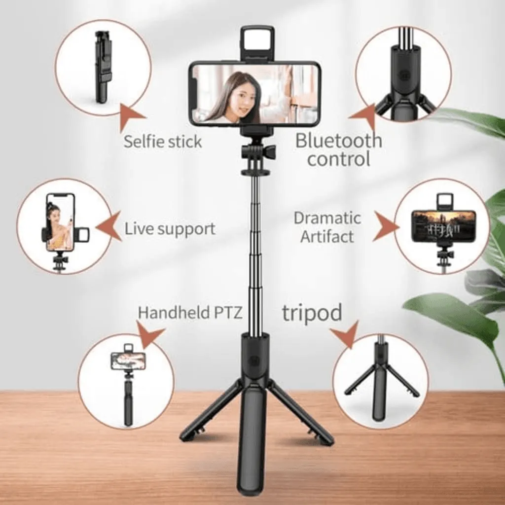 Tripod & Mini Live BroadCast Wireless Selfie Stick JC-08