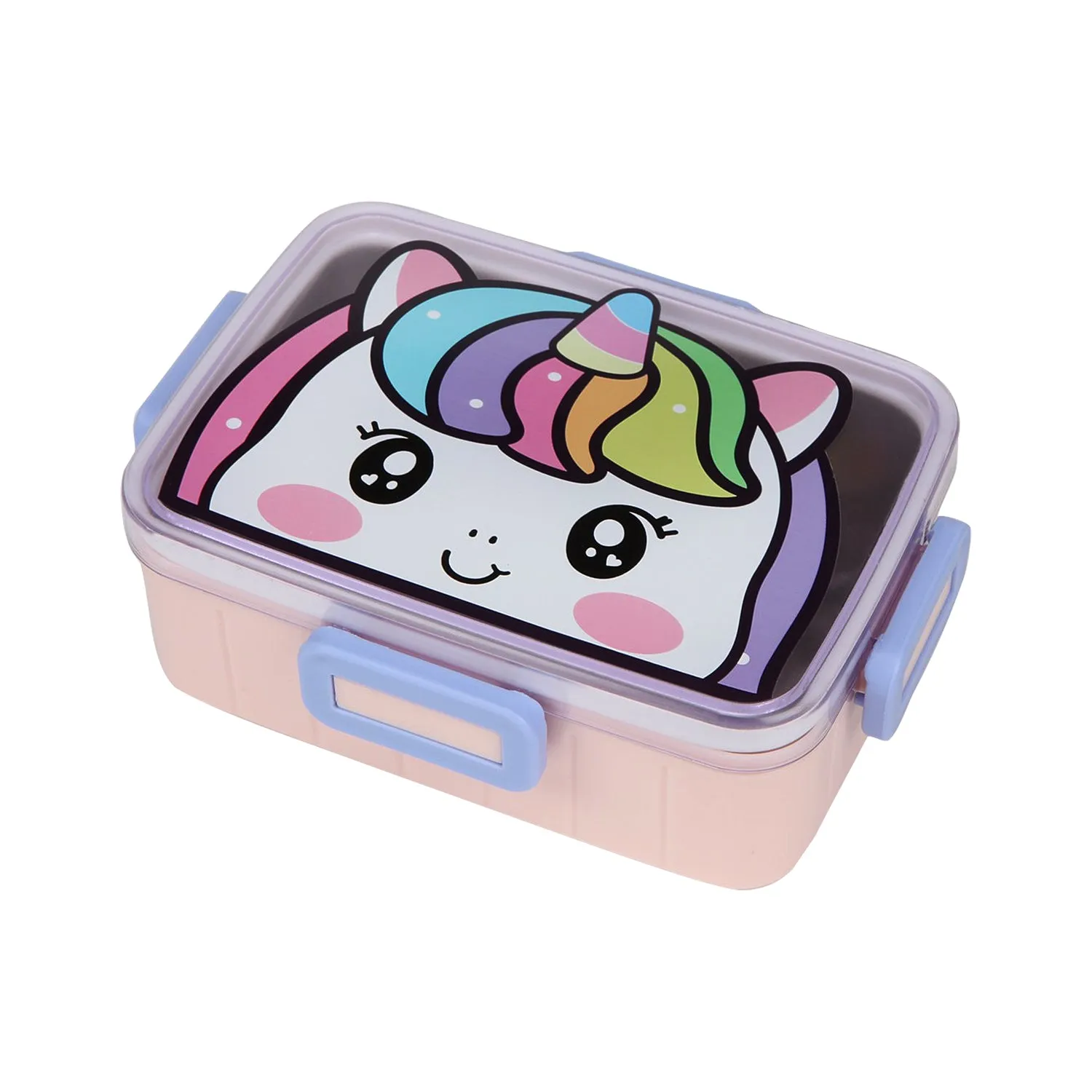 UNICON PRINT LUNCH BOX WITH SEPARATE COMPARTMENT & SPOON - PINK