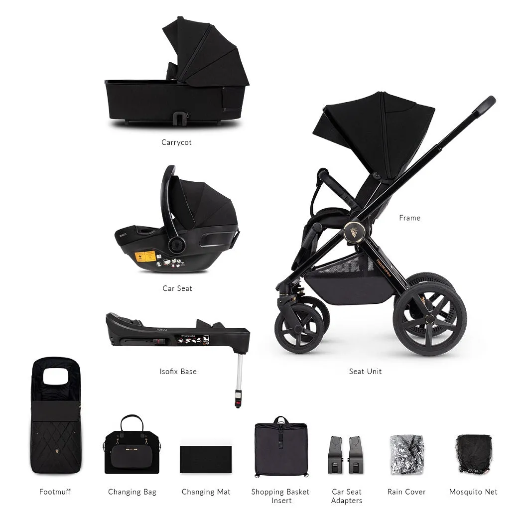 Venicci Upline (All Black) 3-in-1 Travel System with ISOFIX Base