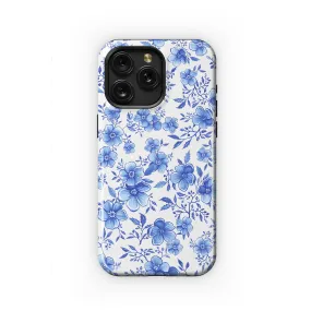 Vintage Floral Wildflower Blue Toile De Jouy Phone Case iPhone Samsung Cover Pixel 1842