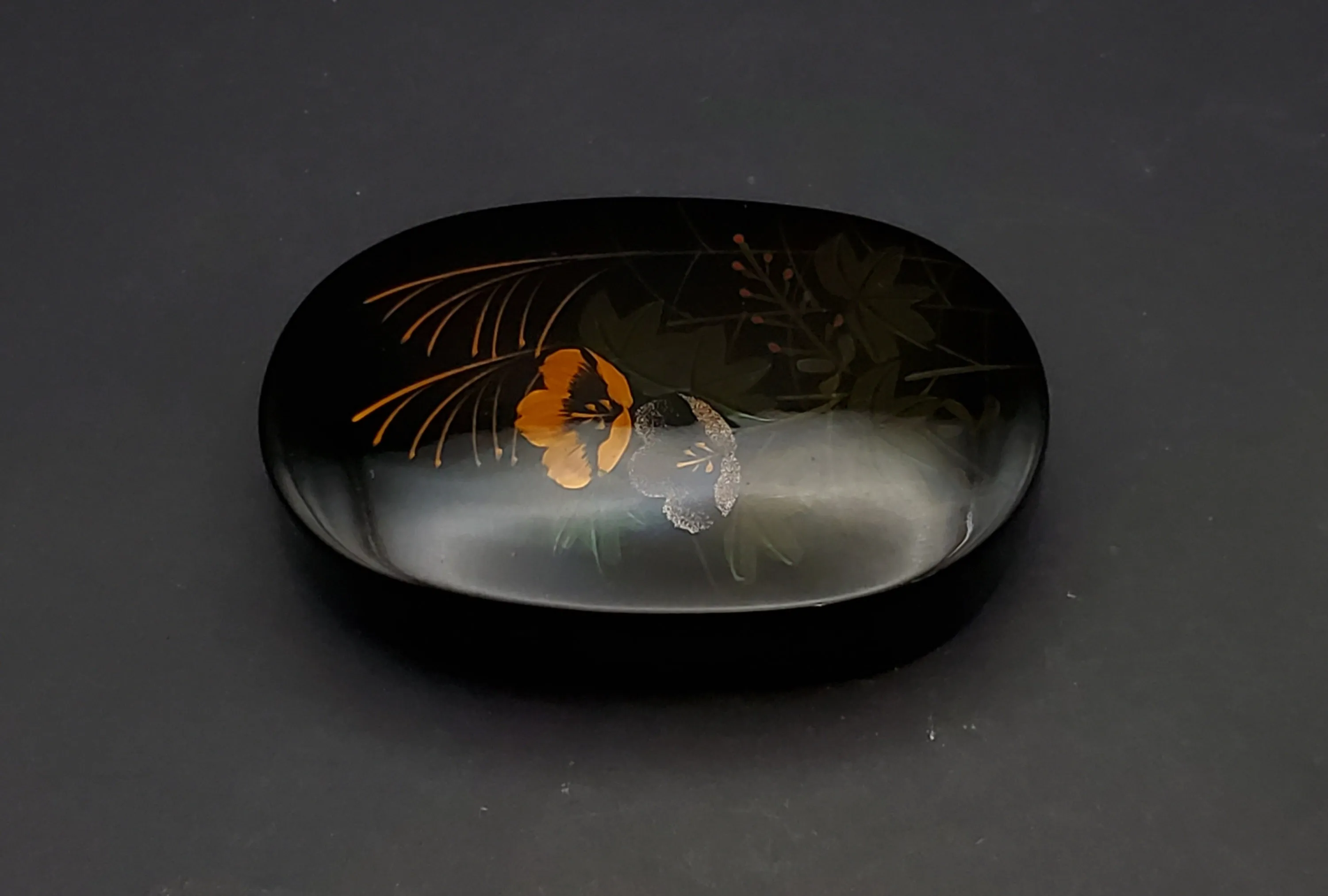 Vintage Oval Lacquer Hand Painted Box