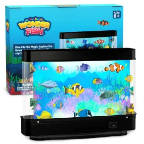 Virtual Ocean Fish Tank Lamp with Moving Fish Desk Aquarium Toy 11.8