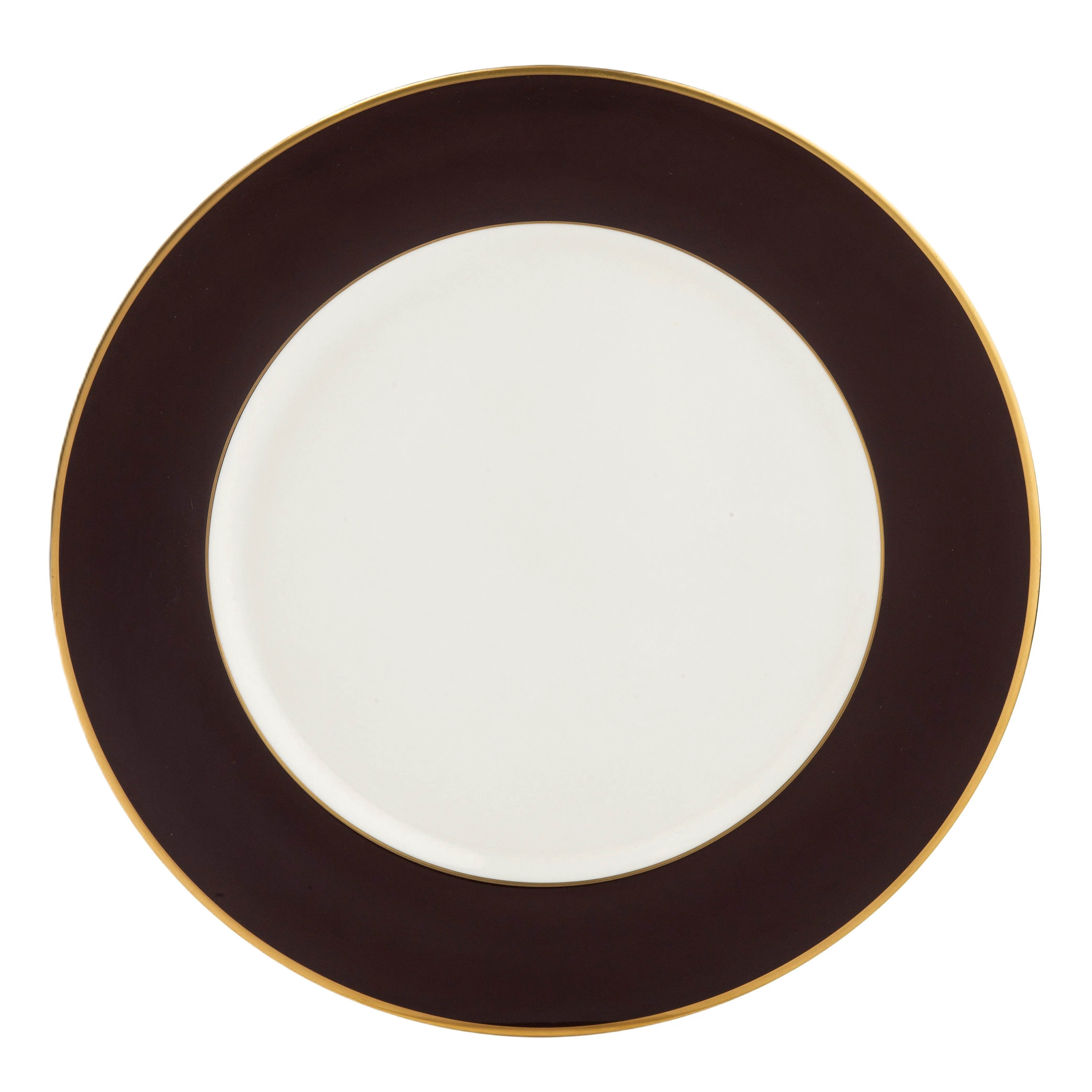 White ColorSheen Chocolate Gold Charger Plate