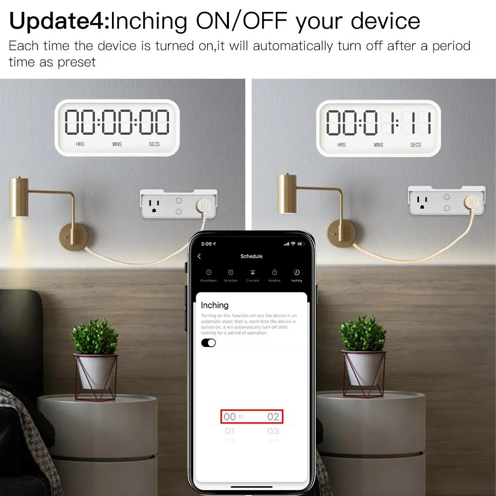 Wi-Fi Smart Outlet Extender Multi Plug Socket Outlet Shelf with Nightlight Relay Status and Light Mode Adjustable US