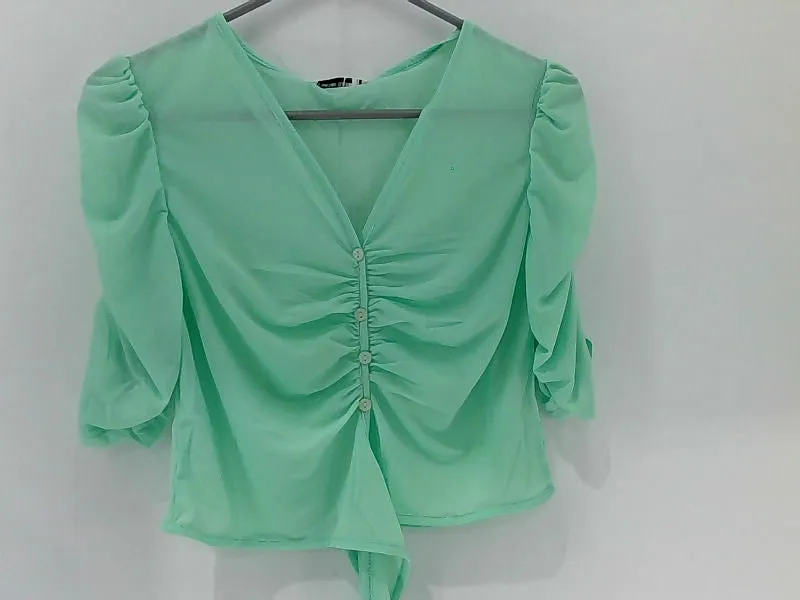 Women's Light Green Stretch Strap Pull On Blouse Size Large