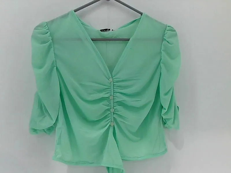 Women's Light Green Stretch Strap Pull On Blouse Size Large