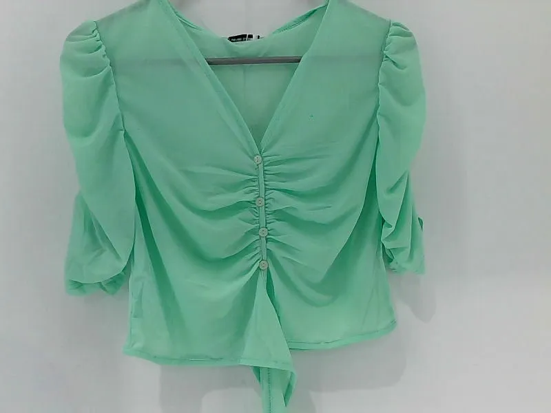 Women's Light Green Stretch Strap Pull On Blouse Size Large