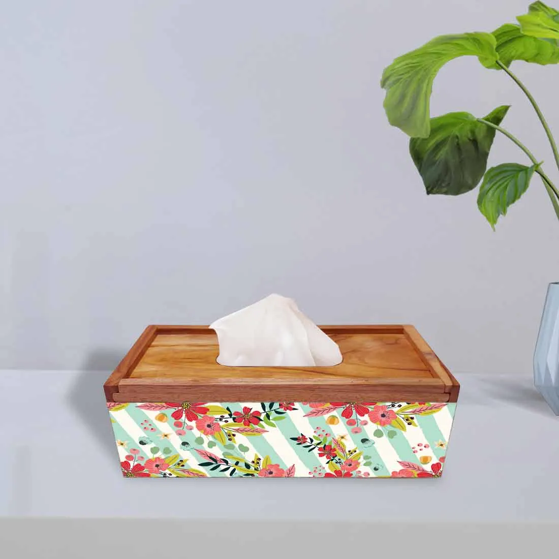 Wooden Decorative Tissue Box Covers for Home Office Car - Stripe