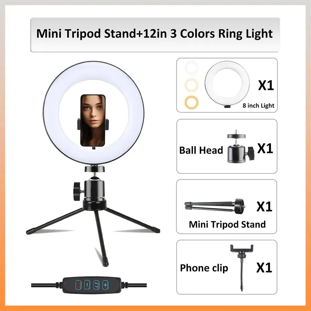 ZOMEI Desktop Tabletop Stand 1/4in Metal Portable Mini Tripod for Mobile Phone Micro Photography RGB Ring Light LED Video Light.